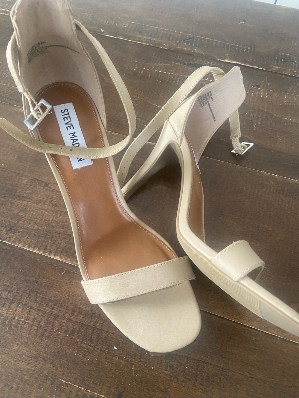 Steve Madden Beige Open-Toe Ankle Strap Heels